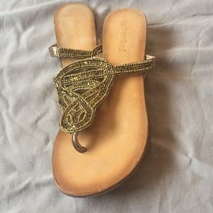Bronze/Gold beaded sandals